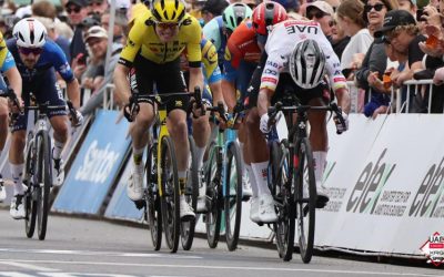 Ecuadorian Jhonatan Narvaez assaults the podium at the Tour Down Under